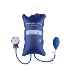 Tnc-ibp-rpi500g Medten Reusable Pressure Infusion Bag Double Tubes With Metal Aneroid Gauge Nylon