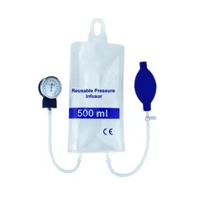 Tnc-ibp-rpi500gt Medten Pressure Infusion Bag Transparent Tpu 2-tubes With Aneroid Gauge 500ml 1pc