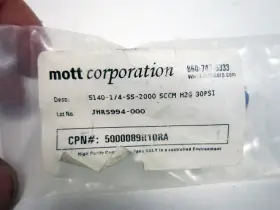 4-ss-2000sccm Mott Corporation 5140-1/4-ss-2000sccm 5140-1/4-ss-2000 H2 30psi Restrictor #2