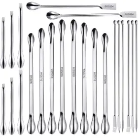 Scoop-01 Mudder 22 Pieces Stainless Steel Lab Spatula Micro Scoop Set Laboratory Silver