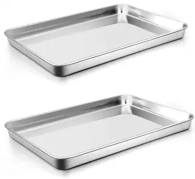 Newflager 658848752003 2 Pack Large Stainless Steel Tray Non Toxic And Healthy Mirror Finish Rust