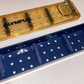 A5990 Olympus Autoclave Instrument Tray Blue 17 Inch Long A5990 Olympus Autoclave Instrument Tray Blue 17 Inch Long