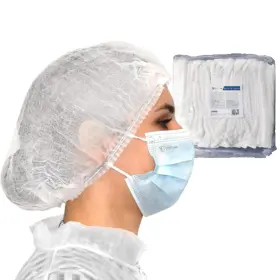 Opcj-100-blanc Oneprotek - Disposable Bouffant Caps 100 Pack White Hair Nets 21 Inch Non-wov