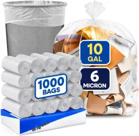 00914 Plexon 7 10 Gallon Trash Bags 24 Inch X 23 Clear 1000 Count Pack Of 1