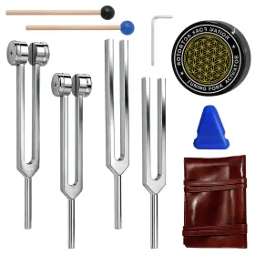 Poiykmt 732951620922 Tuning Fork Healing Set 128hz 256hz 512hz 528hz Weighted And Unweight