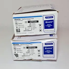 60pfss40 Portex Lot Of 2 Bivona Silicone Pediatric Tracheostomy Tube 4.0mm
