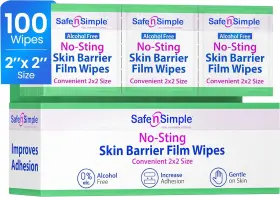 80744 Safe N Simple Nft No Sting Skin Prep Wipes - 100 Individual 2x2 Inch Count