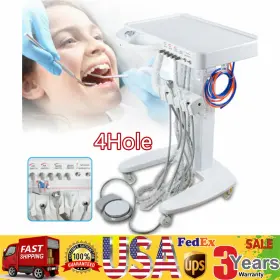 Senderpick 754313225314 4-holes Mobile Dental Delivery Unit System Cart Treatment Compressor Portable