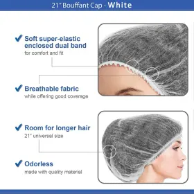 Smilco 883343626201 Disposable Bouffant Caps 100 Pcs 21inches Hair Net Elastic Dust Cap For Food #3