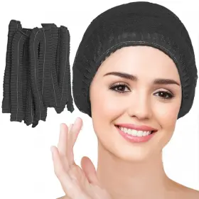 Sm200-bk Smilco Black Disposable Bouffant Caps Pack Of 200 21inches Hair Net Elastic Dust C