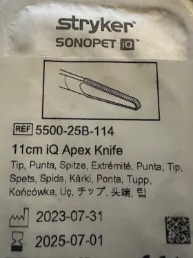 5500-25b-114 Stryker 202588 Sonopet Iq 11cm Apex Knife Model Number #