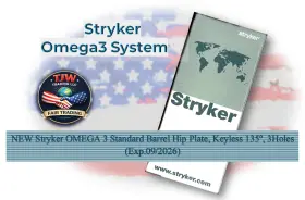 597123s Stryker #new Omega 3 Standard Barrel Hip Plate Keyless 135 3holes Exp.09/26