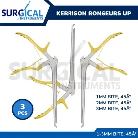 64564651 Surginstruments 3pcs Set Kerrison Rongeurs 7 Inch 1mm 2mm 3mm Up 45 Degree Gold Handle German Grade