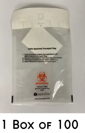 15652g Therapak 95kpa 11 Inch X7 Specimen Transport Bag - Box Of 100