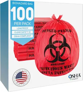 Bhzrdbgs100 Trashanium Biohazard Waste Bags 10-gallon 100 Count Pack Of 1 Red