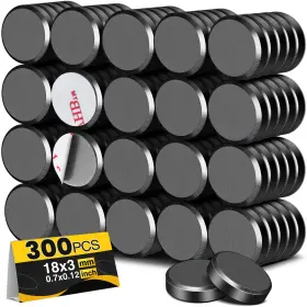 18x3-300p Trymag 300 Pcs Ceramic Magnets For Crafts Small 18mm 18x3mm 300pcs Black