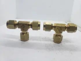 B-4-dttt-4 Tylok Ref B-400-3 Brass Tee 1/4 Inch Od Tube Lot Of 2 Nnb