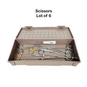 Su2764 V. Mueller / Aesculap Thoracotomy Scissors With Tray Lot Of 6