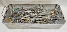 Ch1780 V. Mueller Lot Sale Of Over 100 Surgical Forceps With Stainless Tray