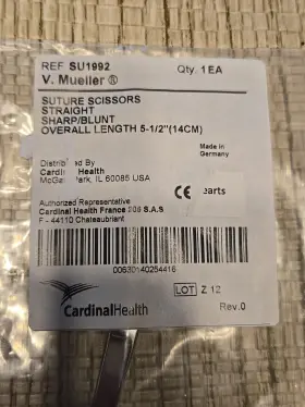 Su1992 V. Mueller Ref Suture Scissors Blunt Tip