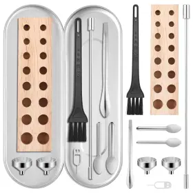 Vaytop 607601488383 10 Pcs Filling Tools Kit For Powder Tamper/lab Scoops/micro Siliver