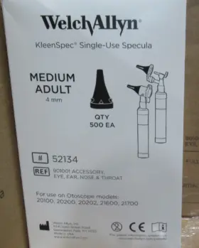 52134 Welch Allyn Kleenspec Single Use Specula Adult 4mm Box Of 500 Item #