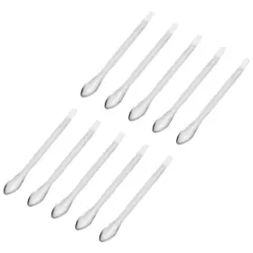 Zaplyte 680811701275 10 Pcs Silver Tone Micro Scoop 105mm Stainless Steel Reagent Sampling Spoon Lab