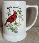 Vintage North Carolina Mug Coffee Tea Beer Stein Cup Red Cardinal Bird #701 Usa. Fixed Price $25.00.