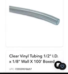 Apache Clear Vinyl Tubing - 1/2 I.d. X 1/8 Wall 100 P/n 15006005. Fixed Price $29.50.