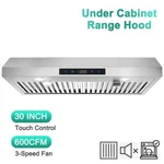 30IN Kitchen Under Cabinet Range Hood Stainless Steel 600CFM Touch Control Leds. Fixed Price $155.99.