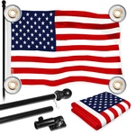 Combo Pack: 6 Ft Tangle Free Aluminum Spinning Flagpole (black) & American. Fixed Price $50.49.