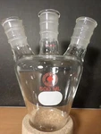 Ace Glass 500ML Angled 3-NECK Tapered Wall Round Bottom Flask 24/40 Jts 6963-45. Fixed Price $55.99.
