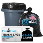 55-60 Gallon Trash Bags Heavy Duty 50 Count Large Black Garbage For .... Fixed Price $42.99.