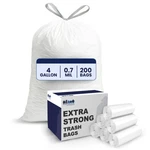 Plasticplace 4 Gallon Drawstring Trash Bags, White, 0.7 Mil, 200. Fixed Price $18.89.