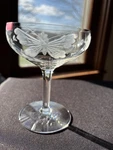 Maker Clear Gray Wheel Cut Butterfly Floral Tall Champagne UNK4913 Repaired. Fixed Price $5.00.
