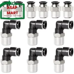Tailonz Pneumatic Elbow And Straight 3/8"OD X 3/8"NPT, Black Silver. Fixed Price $33.72.