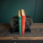 Steam Punk Industrial Style Wheel Gear Bookend Set/urban Reclaimed Aesthetic/art. Fixed Price $55.00.