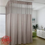 Ttz Grey Hospital Curtain 9FT W X 8FT Flat Hooks Privacy Screen. Fixed Price $130.00.