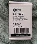 United SSR050 Crucible, Steel, 50ML, Lid. Fixed Price $14.95.