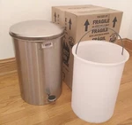 2X - Rubbermaid United Receptacle Defenders Step Stainless Steel Trash Waste Can. Fixed Price $129.99.