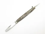 Vintage Unmarked Decorative Metal Handle Double Blade 3.25" Folding Knife. Fixed Price $16.95.