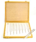 Set Of 8 Aluminum Scientific Tuning Forks, Pitch, C4 = 256HZ, W/ Case. Fixed Price $55.99.