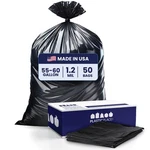 Plasticplace Heavy Duty 55-60 Gallon Black Trash Bags, 1.2 Mil, 50 Count. Fixed Price $26.59.