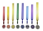 Radical Colored Chakra Soul Symbols & 8 Healing Tuning Forks Starter Kit +mallet. Fixed Price $49.00.