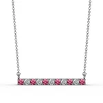 Pink Tourmaline & Lab Created Diamond Horizontal Bar Pendant 14K Gold JP:210043. Fixed Price $1232.78.