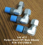 Lot Of 3 Parker Steel Cpi Male Elbows Part #: 6-6 C5BZ-S. Fixed Price $30.00.