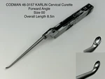 Codman 46-3157 Karlin Cervical Curette Forward Angle Size 00 Length 8.5IN. Fixed Price $75.00.