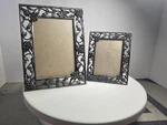 Dark Metal Colored Picture Frame Set With Rose Detailing 3X5 & 2.5X3.5. Fixed Price $18.00.