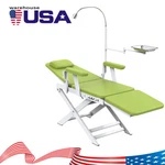 Azdent Portable Dental Folding Chair Cold Light Tray Green Leather. Fixed Price $305.99.
