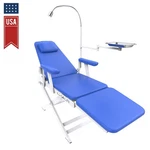 Azdent Portable Dental Folding Chair Mobile Exam Silla+led Light Lamp+tray Blue. Fixed Price $334.39.